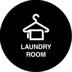 iCandy Products Inc Laundry Room, Cloth Hanger Hotel Business Office Building Sign 9 Inches Round, Solid Black, Plastic