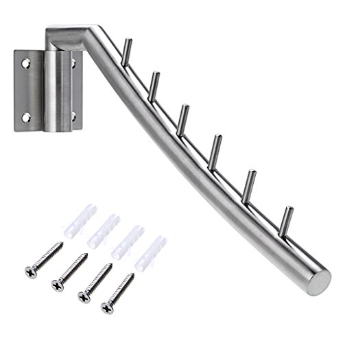 Sumnacon 12.6" Wall Mounted Clothes Hanger Rack, Stainless Steel Garment Hooks Swing Arm Holder, Space Saver Clothing Closet Rod Storage Organizer Laundry Room Bedrooms Bathrooms