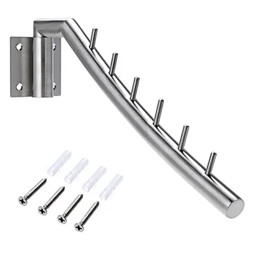 Sumnacon 12.6" Wall Mounted Clothes Hanger Rack, Stainless Steel Garment Hooks Swing Arm Holder, Space Saver Clothing Closet Rod Storage Organizer Laundry Room Bedrooms Bathrooms Sumnacon 12.6" Wall Mounted Clothes Hanger Rack, Stainless Steel Garment Hooks Swing Arm Holder, Space Saver Clothing Closet Rod Storage Organizer Laundry Room Bedrooms Bathrooms