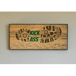 Race Medal Holder/Running Medal Hanger - KICK ASS - Wood Wall Mounted Medal Organizer. CUSTOMIZATION Available