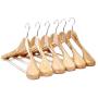 Clutter Mate - Set of 6 - Premium Finished Wooden Suit Hangers, Natural Wood-Grain Coat, Solid Wood Hangers, Wide Shoulder Heavy Clothes Hanger for Suits, Jacket, Non Slip Pants, with Swivel Hook