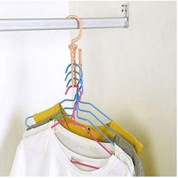 Hangers 10pcs Random Color for Clothes Windproof Hanger Fixed Holder Buckle Household Anti-Slip Clothes Hanger Plastic 5 Circle Hanger Organizer