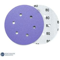 Benchmark Abrasives 6'' Ceramic 6 Hole Film Backed Hook & Loop Discs - 50 Pack (1,000 Grit)