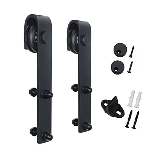 SMARTSTANDARD Mini Cabinet Sliding Barn Door Hardware Hangers 2pcs (Black) (Mini J Shape Hangers)(Cabinet NOT Included)