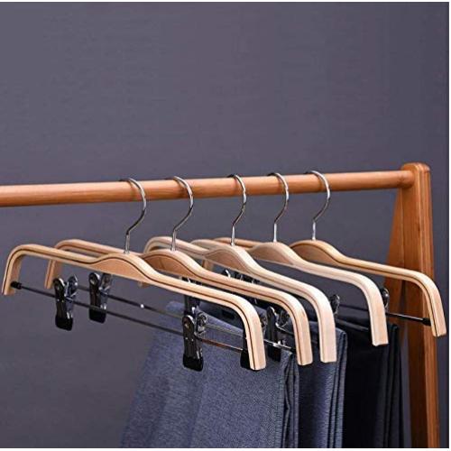 5Pcs Pants Drying Hanger Trousers Clothes Storage Rack with 10 Anti-Slip Clips Multifunctional Clothes Hangers Decoration Pants Storage