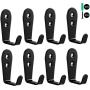 Flyisland Wall Hooks 8 Pcs, Coat Hooks Garage Hook Wall Mounted Hat Hangger Hooks Robe Hook Single Coat Hanger Heavy Duty (8 Pack, Black)