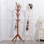 SHELFDQ Solid Wood Tree Coat Rack European Style Hotel Floor Clothes Rack Simple Creative Hanger (Color : Pure White)