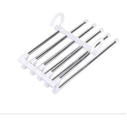 ISUE (Set of 2pcs 5 in 1 Portable Stainless Steel Clothes Pants Hangers Closet Storage Organizer for Pants Jeans Hanging 13.38 x 7.2in