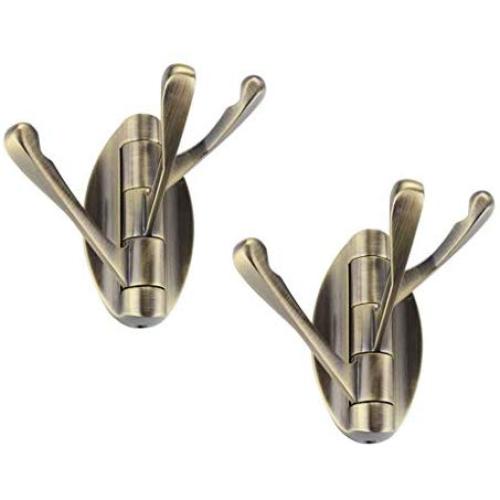 FswallowTower Towel Rail Rack Bronze Coat Hooks Wall Mounted, Swivel Hook Heavy Duty Folding Swing Arm Triple Hat Hook, Towel/Clothes Hanger,for Bathroom Kitchen Garage