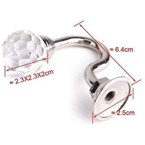 1 Pair(2Pcs) Retro Crystal Wall Window Decorative Curtain Drapery Tieback Hanger Holdbacks Clip Ring Rod Wall Bracket Hook Hanger Holder for Curtain Clothes Hat Coat Shoulder Bag Towel(Silver)