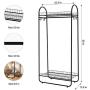 LANGRIA Compact Free-Standing Garment Rack Made of Sturdy Iron with Spacious Storage Space, 2 Shelves, 1 Clothes Hanging Rod, Heavy Duty Clothes Organizer for Bedroom, Entryway (Black)