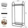 LANGRIA Compact Free-Standing Garment Rack Made of Sturdy Iron with Spacious Storage Space, 2 Shelves, 1 Clothes Hanging Rod, Heavy Duty Clothes Organizer for Bedroom, Entryway (Black) LANGRIA Compact Free-Standing Garment Rack Made of Sturdy Iron with Spacious Storage Space, 2 Shelves, 1 Clothes Hanging Rod, Heavy Duty Clothes Organizer for Bedroom, Entryway (Black)