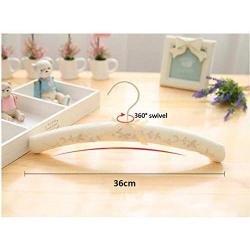 5 Pcs Top Grade White Cotton Fabric Padded Clothes Hanger Rack with Bowknot, Anti-Slip Dress Shirts Hanger with Embroidery