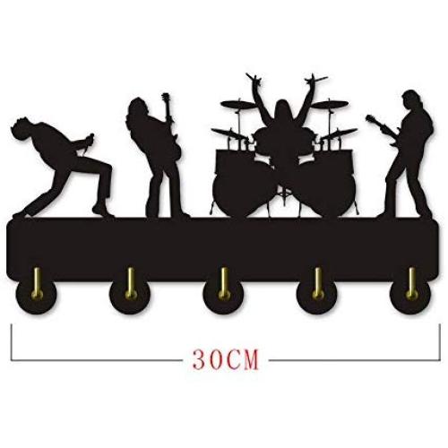I Love Music Rock Wooden Hanger Unique Gift Clothes Hat Key Hook/Coat Rack/Wall Hook Home Decoration Wall Stickers Kitchen Bathroom Towel Hook,Black Wall Mounted Hook