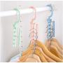 Plastic 5 Circle Multilayer Windproof Clothes Hanger Organizer Fixed Holder Storage Racks Buckle Hanger Anti-Slip Home 10pcs Random Color