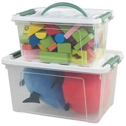 Jekiyo Clear Latching Box, Plastic Storage Bin, 2 Packs(6 Quart&14 Quart)