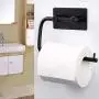 Sumnacon Stainless Steel Toilet Roll Paper Holder 3M Self Adhesive, Rustproof Bathroom Kitchen Tissue Holder Towel Hanger Hook Wall Mount(Black)