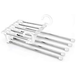 lliang Hangers 5 Tier Multi-Function Portable Clothes Hanger Pants Racks Trousers Hanger Clothes Storage Drying Hanger Stainless Steel