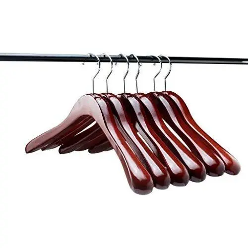 A1 Hangers Mahogany wooden hangers (Set of 6) Extra Thick clothes hangers for coat hanger and suit hangers