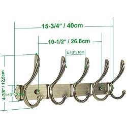 WEBI Coat Rack Wall Mounted,5 Hooks for Hanging Coats,Hook Rack,Hook Rail,Coat Hanger Wall Mount for Clothes,Towel,Jacket,Bronze,2 Packs