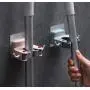 HAPY SHOP Broom Holder Wall Mount,3 Pack Sturdy Mop Broom Gripper Holds Self Adhesive Removable Waterproof No Drilling Garage Storage Organization Hanger Hook for Home,Kitchen,Bathroom,Garden,Closet