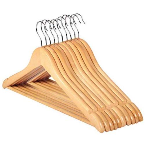 10pcs Solid Wood Hanger Non-Slip Hangers Clothes Hangers Shirts Sweaters Dress Hanger Drying Rack