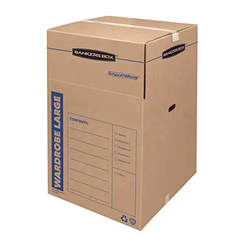 Bankers Boxes SmoothMove Wardrobe Moving Boxes, Tall, 24 x 40 Inches, 3 Pack (7711001) Bankers Boxes SmoothMove Wardrobe Moving Boxes, Tall, 24 x 40 Inches, 3 Pack (7711001)