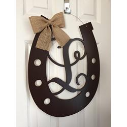 Monogram Horseshoe Door Hanger - Horse Shoe Door Hanger - Horseshoe Wreath - Country Door Hanger - Farm Door Hanger