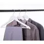 Cocomaya 17.5 Inch White Solid Wooden Suit Hanger Coats Clothes Dress Shirts Hanger with Pants Bar and 360 Swivel Hook, Pack of 20 Cocomaya 17.5 Inch White Solid Wooden Suit Hanger Coats Clothes Dress Shirts Hanger with Pants Bar and 360 Swivel Hook, Pack of 20
