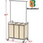 DecoBros Heavy-Duty 3 Bag Laundry Sorter Cart with Hanging Bar