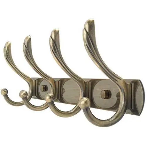 WEBI Coat Rack Wall Mounted,4 Coat Hooks for Hanging Coats,Metal Wall Coat Rack with Hooks Dual Hook Rack Hook Rail Coat Hanger Wall Mount for Entryway Jacket,Bronze WEBI Coat Rack Wall Mounted,4 Coat Hooks for Hanging Coats,Metal Wall Coat Rack with Hooks Dual Hook Rack Hook Rail Coat Hanger Wall Mount for Entryway Jacket,Bronze