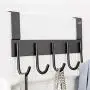Rongyuxuan Over The Door Hook Hanger, Punch Free Coat Hooks Heavy-Duty Organizer for Coat, Hat, Towel, Bag, Robe, Umbrella - 5 Hooks, Aluminum,Reuses (Black) Rongyuxuan Over The Door Hook Hanger, Punch Free Coat Hooks Heavy-Duty Organizer for Coat, Hat, Towel, Bag, Robe, Umbrella - 5 Hooks, Aluminum,Reuses (Black)