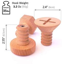 3 Pack, Natural Wooden Coat Hooks, Wall Mounted Single Wall Hook Rack, Clothes Hat Hanger Towel Rack (White Walnut),Toddler Baby Room Screw Like Unique Hook