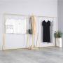 FURVOKIA Modern Simple Heavy Duty Metal Rolling Garment Rack with Wheel,Retail Display Clothing Rack,Wrought Iron Single Rod Floor-Standing Hangers Clothes Shelves (Gold Round Tube, 47.2 L)