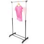 YYAO Adjustable Clothes Garment Rack Standard Rod Portable Rolling Clothing Hanger Rack Organizer on Wheels, Black & Silver