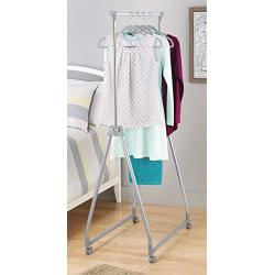 Whitmor Foldable Garment Rack - Rolling Clothes Hanger - Adjustable Height (Renewed)