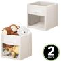 mDesign Soft Fabric Closet Storage Organizer Cube Bin Boxes with Easy-View Front Window, Handle - for Child/Kids Room, Nursery, Playroom, Furniture Unit, Shelf - 11" High, 2 Pack - Cream/White