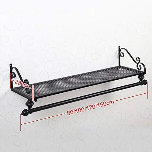 LANN Retro Iron Wall-Mounted Floating Coat Rack,with Shelf Wall Shelf Storage Racks Display Stand Hangers Clothes Drying Rack Heavy Duty (Color : Black, Size : 80cm) LANN Retro Iron Wall-Mounted Floating Coat Rack,with Shelf Wall Shelf Storage Racks Display Stand Hangers Clothes Drying Rack Heavy Duty (Color : Black, Size : 80cm)