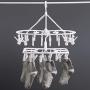 Rosegift Foldable Laundry Drying Rack, Clip and Drip Hanger Socks Hanging Drying Rack Windproof Hook Hanger with 16 Clothespins for Underwear Towels, Bras Baby Clothes Gloves Plastic White