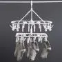 Rosegift Foldable Laundry Drying Rack, Clip and Drip Hanger Socks Hanging Drying Rack Windproof Hook Hanger with 16 Clothespins for Underwear Towels, Bras Baby Clothes Gloves Plastic White
