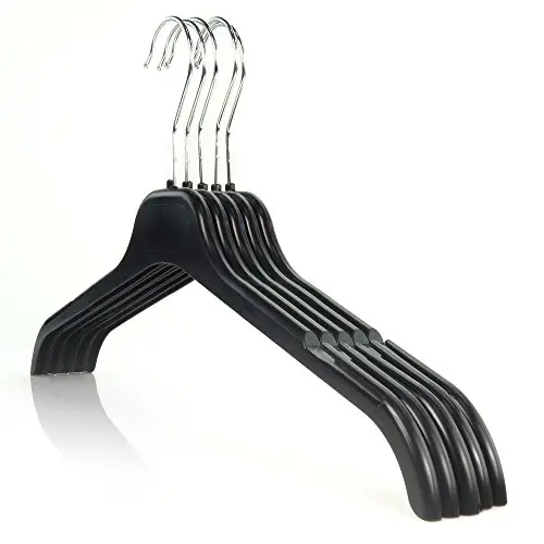 HANGERWORLD 20 Black 17inch Plastic Notched Coat Clothes Garment Top Hangers Metal Swivel Hook HANGERWORLD 20 Black 17inch Plastic Notched Coat Clothes Garment Top Hangers Metal Swivel Hook