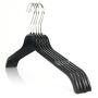 HANGERWORLD 20 Black 17inch Plastic Notched Coat Clothes Garment Top Hangers Metal Swivel Hook