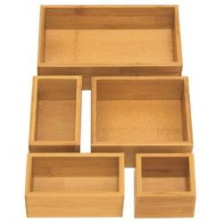 Seville Classics 5-Piece Bamboo Storage Boxes Set, Assorted Sizes