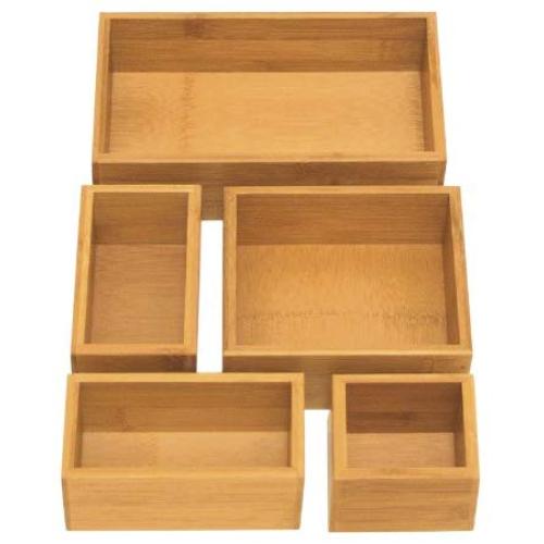 Seville Classics 5-Piece Bamboo Storage Boxes Set, Assorted Sizes