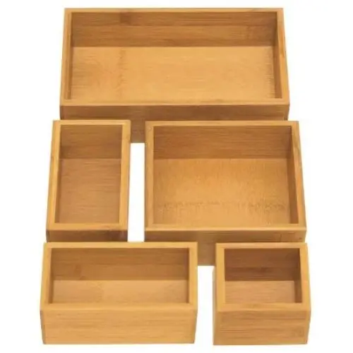 Seville Classics 5-Piece Bamboo Storage Boxes Set, Assorted Sizes Seville Classics 5-Piece Bamboo Storage Boxes Set, Assorted Sizes