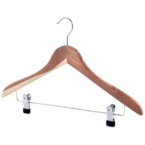 HANGERWORLD 10 Cedar Wood 17.3inch Coat Clothes Garment Pants Skirt Adjustable Clip Hangers
