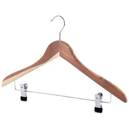 HANGERWORLD 10 Cedar Wood 17.3inch Coat Clothes Garment Pants Skirt Adjustable Clip Hangers HANGERWORLD 10 Cedar Wood 17.3inch Coat Clothes Garment Pants Skirt Adjustable Clip Hangers