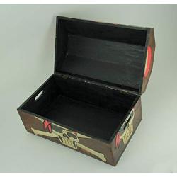 Private Label Wood Childrens Chests Wooden Pirate Skull Treasure Chest Storage Boxes 19 X 9.5 X 10.5 Inches Brown