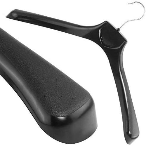 HANGERWORLD Pack of 5 Strong Black Plastic Clothes Hangers - 17.7 Inches with 6cm Shoulder Support for Jacket, Coat etc HANGERWORLD Pack of 5 Strong Black Plastic Clothes Hangers - 17.7 Inches with 6cm Shoulder Support for Jacket, Coat etc