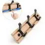 Gorgeous Gorgeous Bamboo Wall Mounted Coat Rack Movable 3 Coat Hooks for Bags Clothes Umbrella in Hallway Bathroom Living Room Bedroom